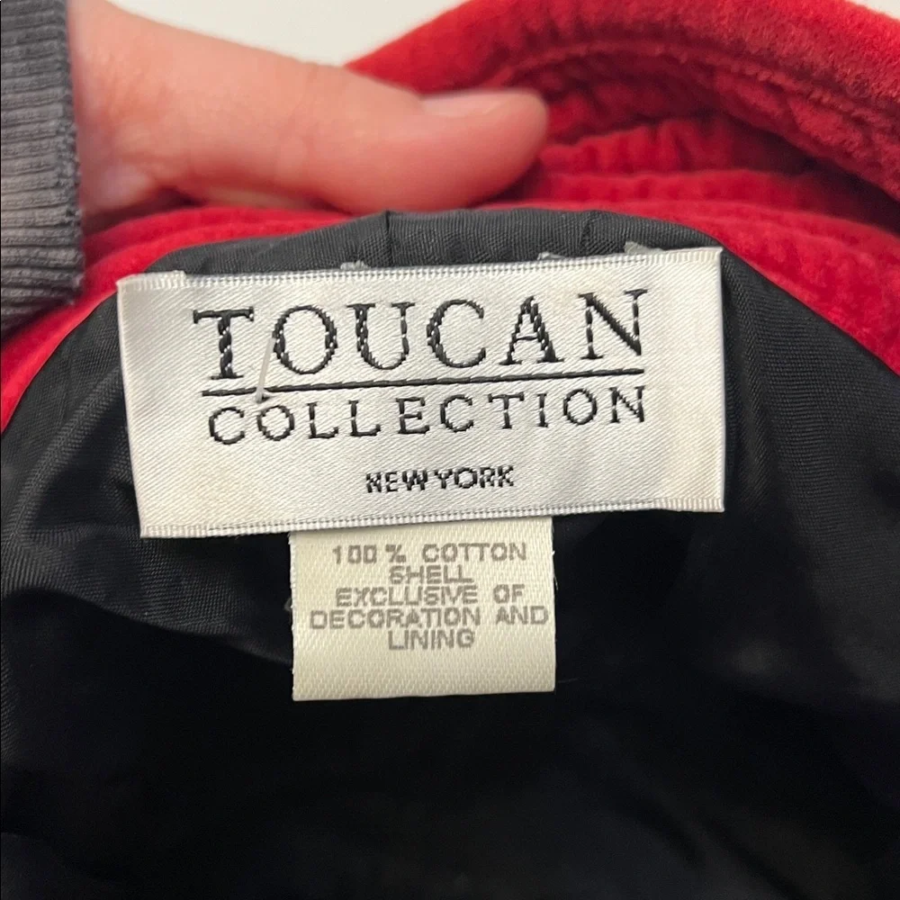 90’s TOUCAN COLLECTION NEW YORK RED VELOUR SILK FLOWER BUCKET HAT